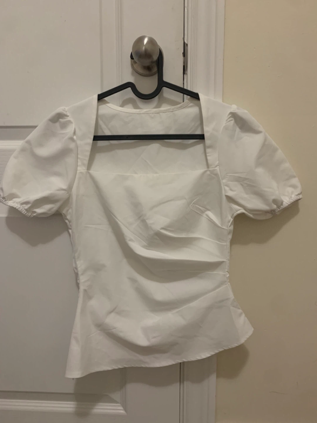 White Square Neck Puff Sleeve Top