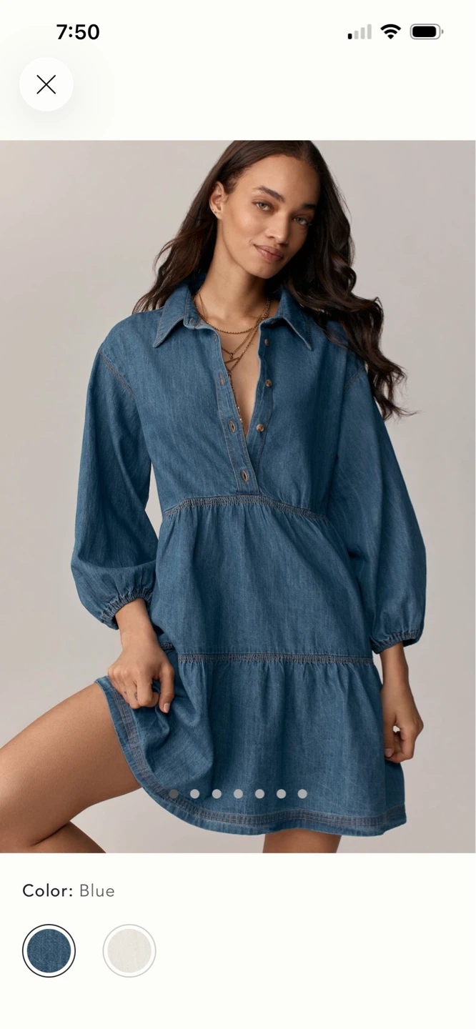 BNWT Anthropologie Maeve Bettina Denim Shirt Dress S