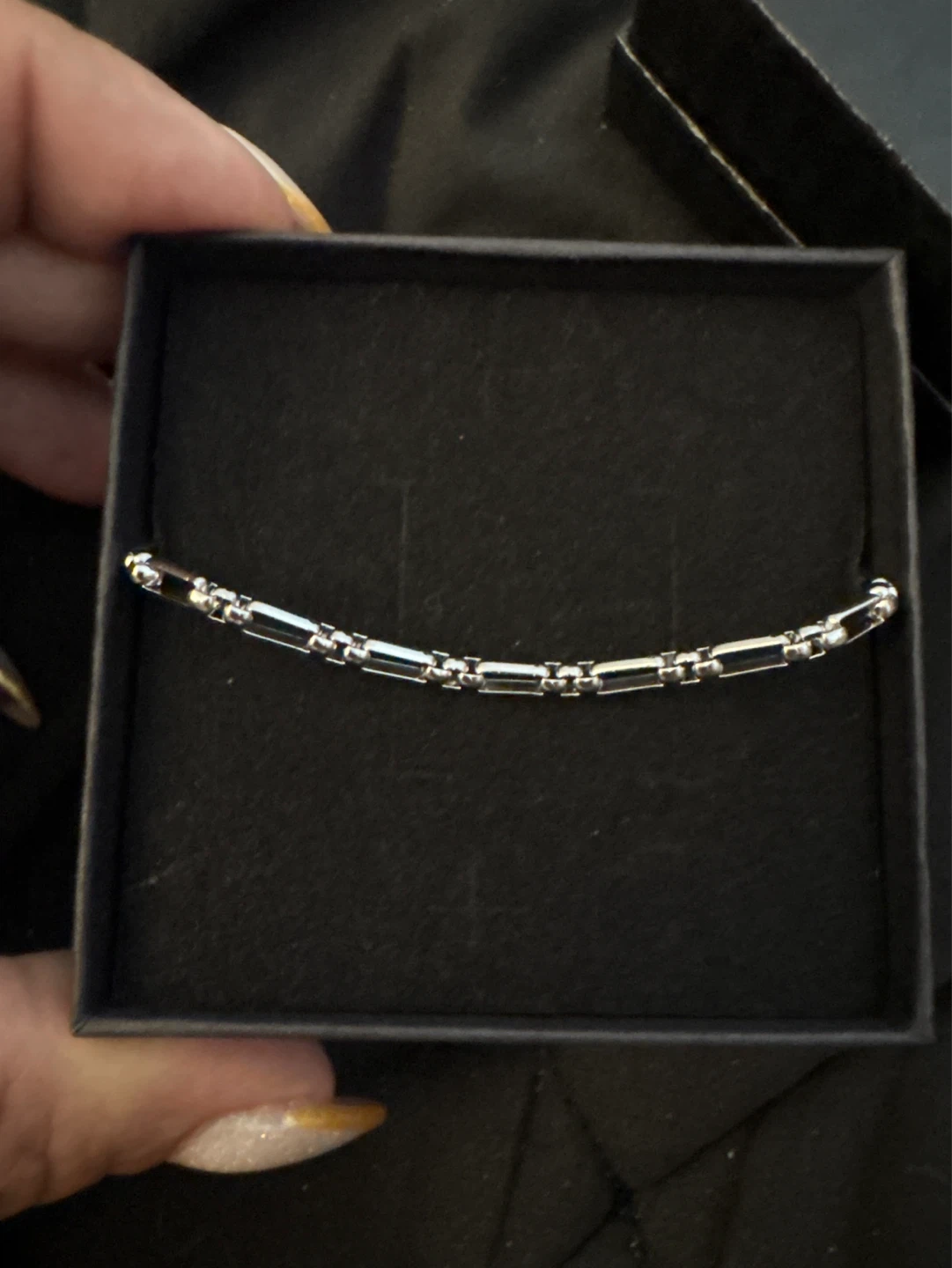 New Silver unique SS interlocking box chain Bracelet - photo 5