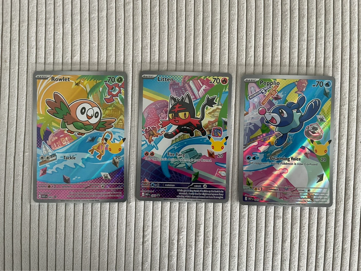 Pokemon Cards - Litten, Rowlet, Popplio