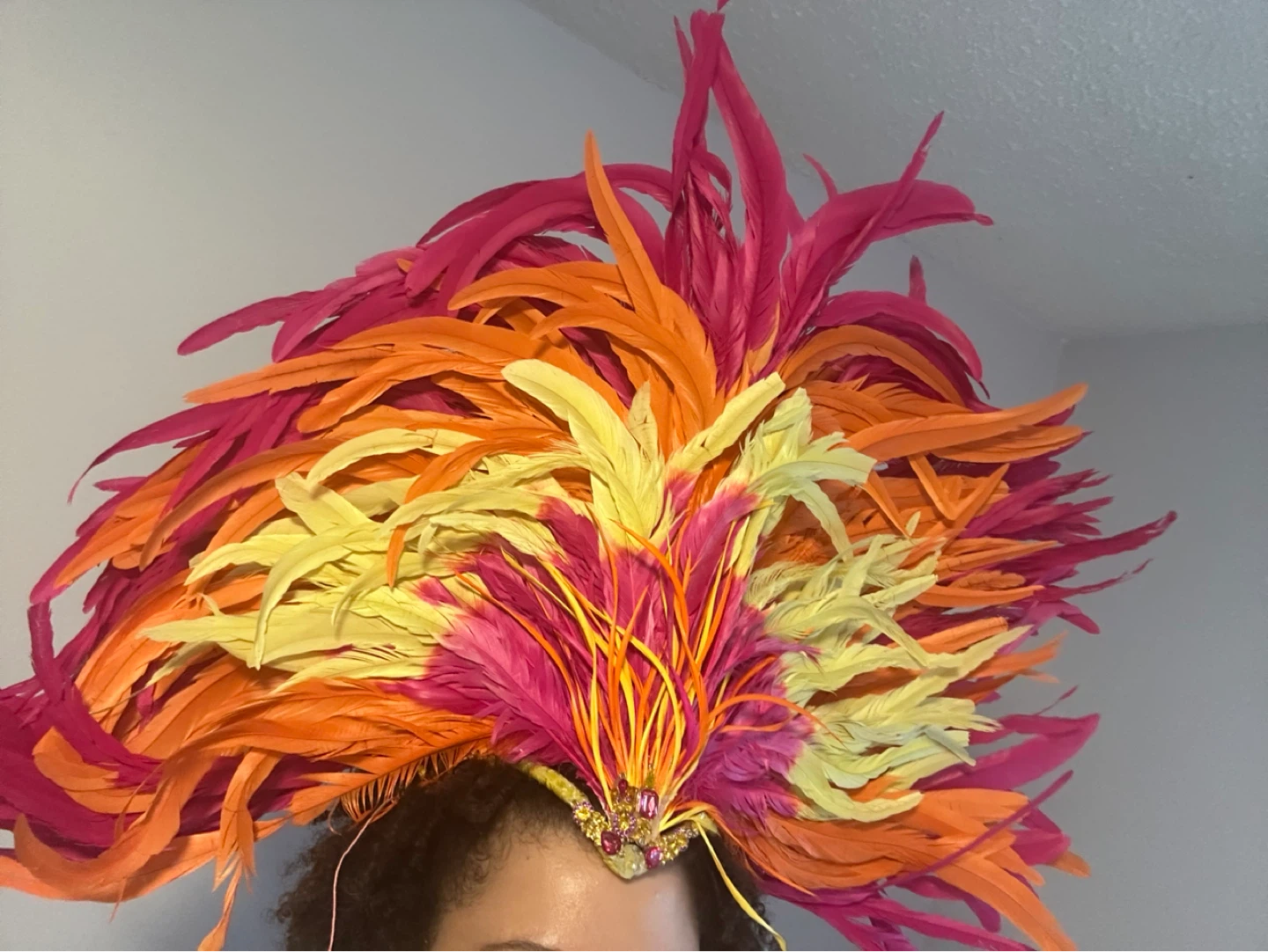 Feather Headdress - Pink, Orange, Yellow - photo 2