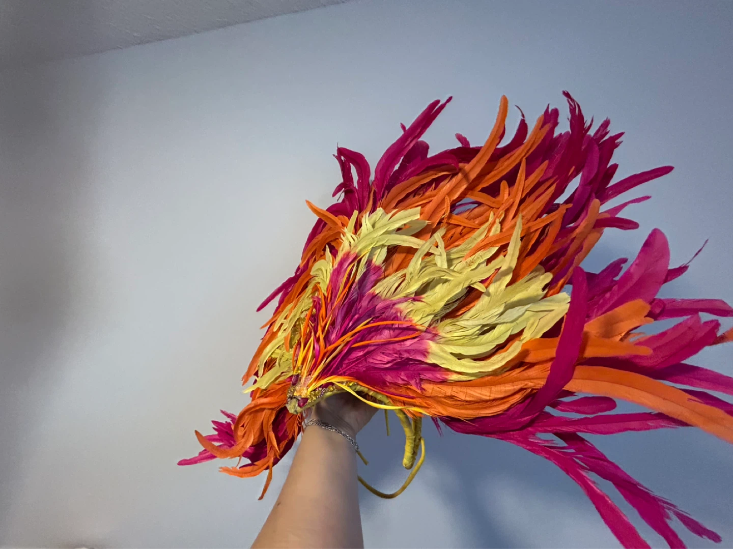 Feather Headdress - Pink, Orange, Yellow - photo 3