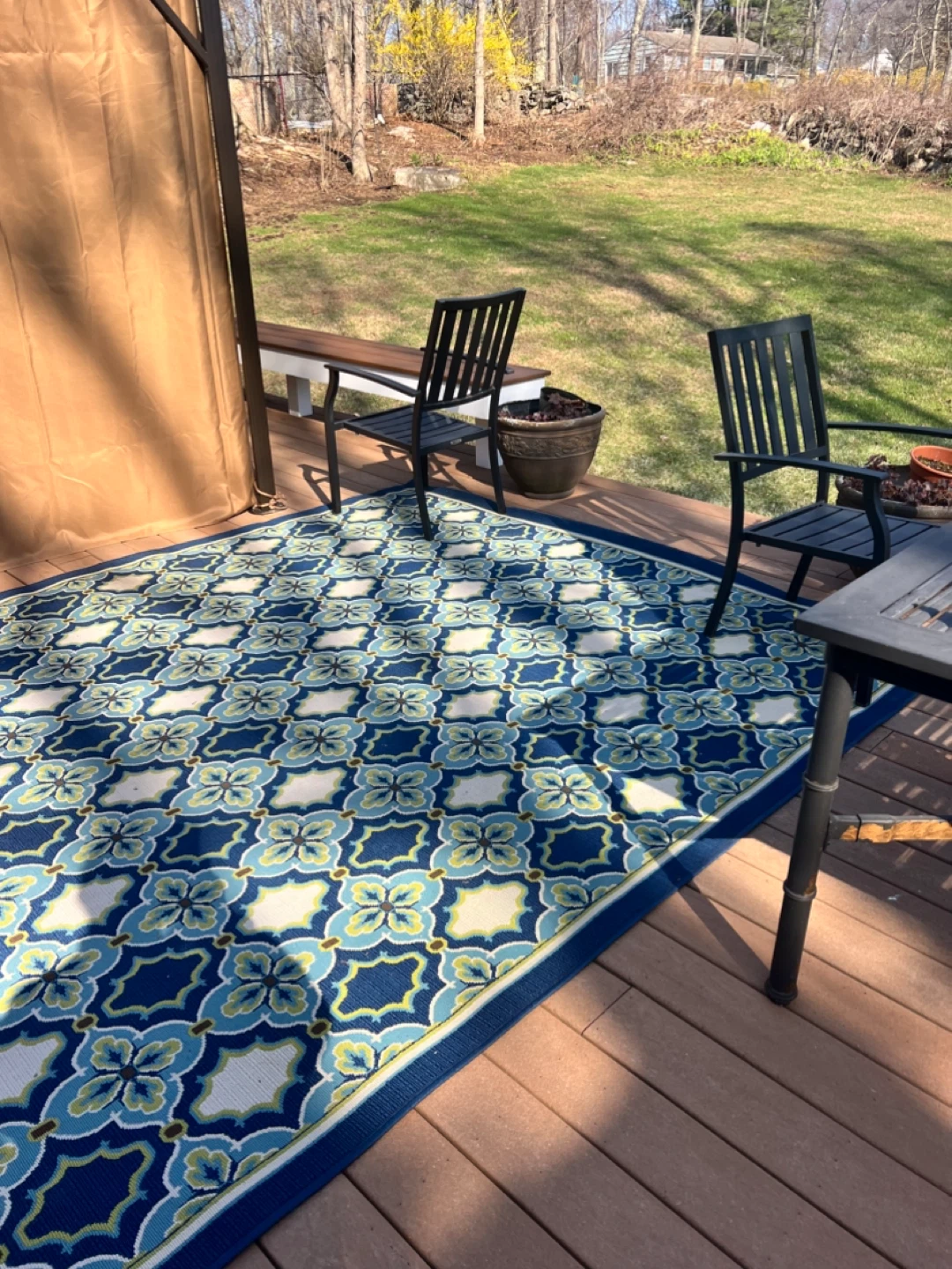 Blue and White Outdoor Area Rug - photo 2