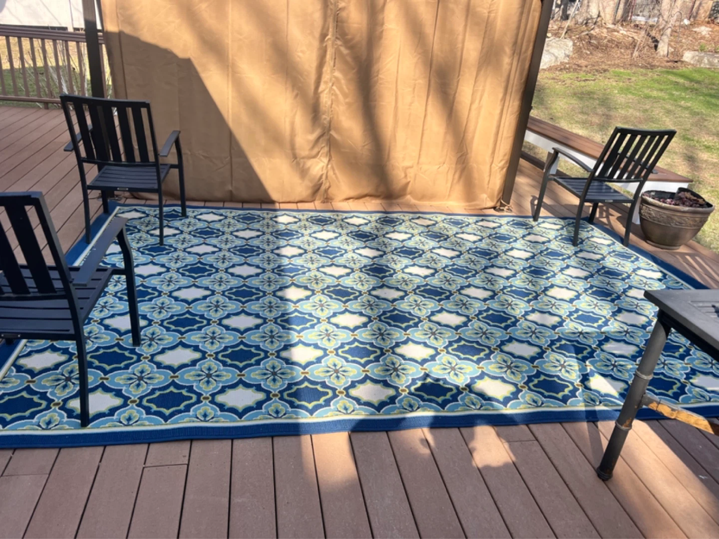 Blue and White Outdoor Area Rug