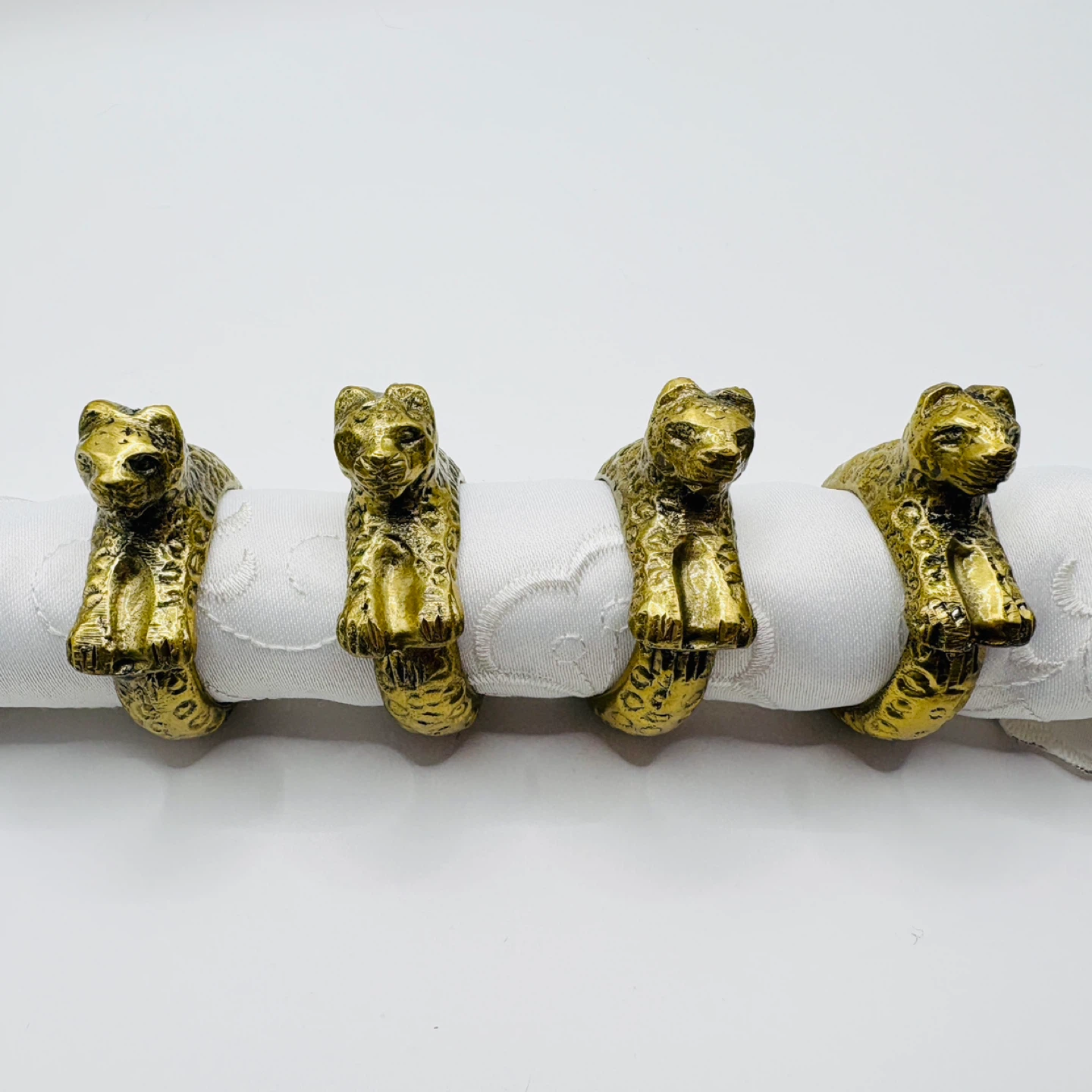 Set of 4 Goldtone Leopard Napkin Rings - photo 2