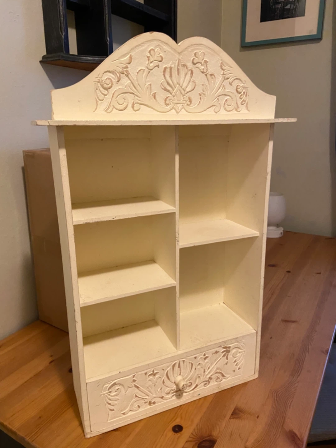 Cream Decorative Shelf with Drawer