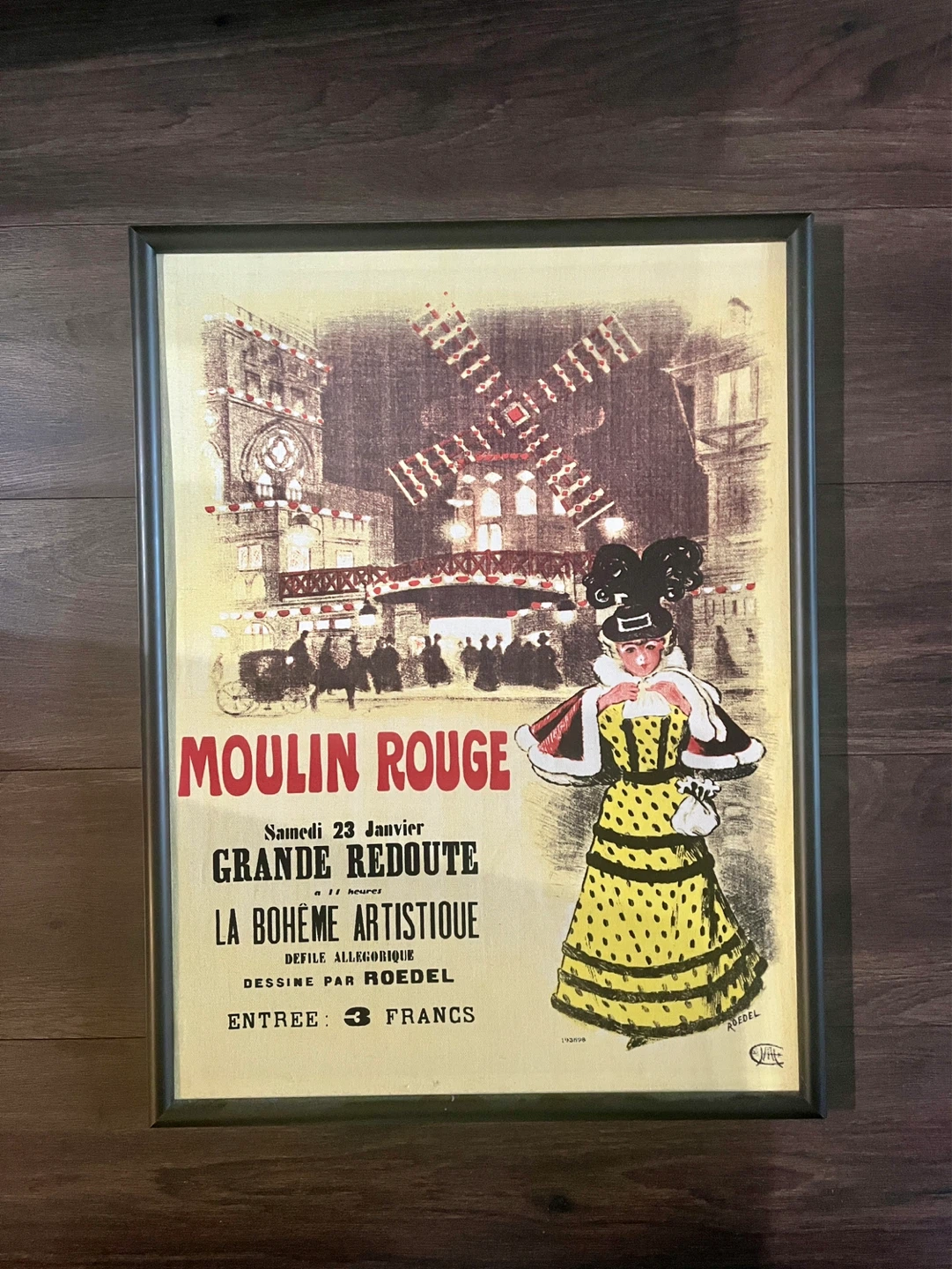 Framed Moulin Rouge fabric art