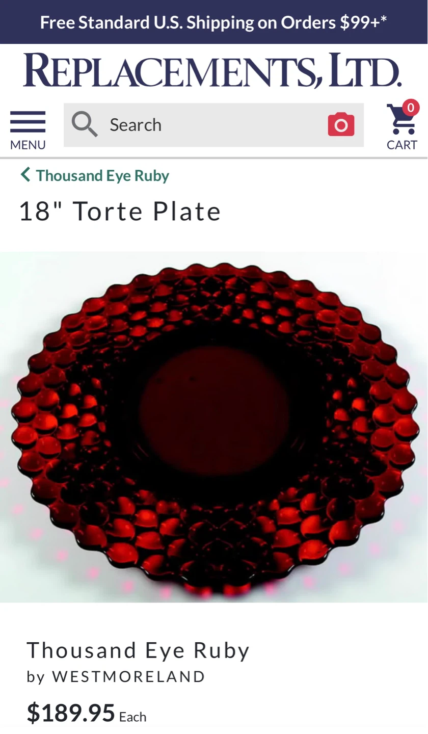 Vintage Westmoreland Thousand Eye Ruby Torte Plate - photo 2