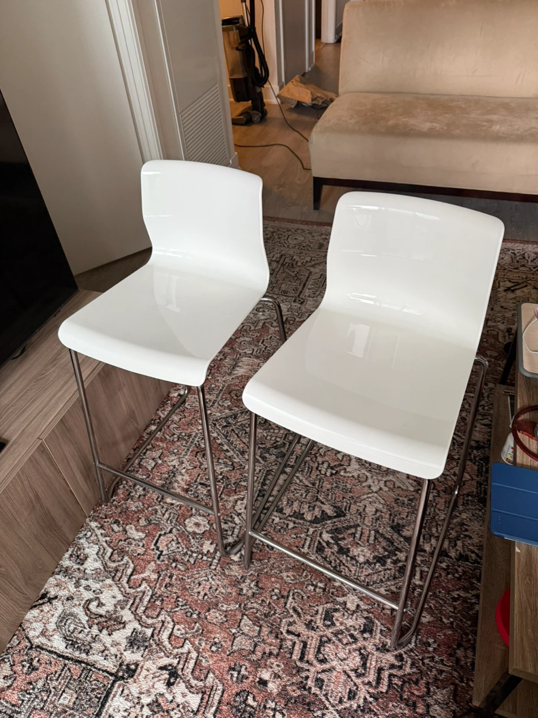 Set of 2 White Bar Stools - Ikea GLENN