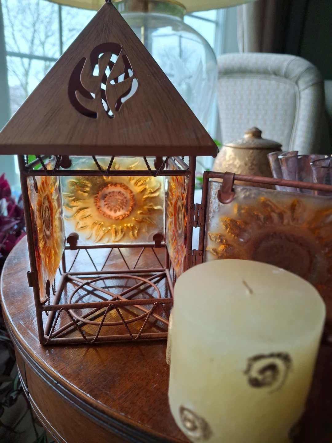 Rustic sunflower candle lantern - photo 2