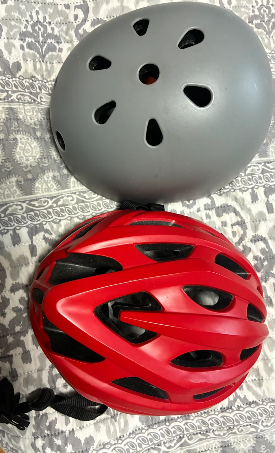 Two Bike Helmets - Red and Grey - photo 2
