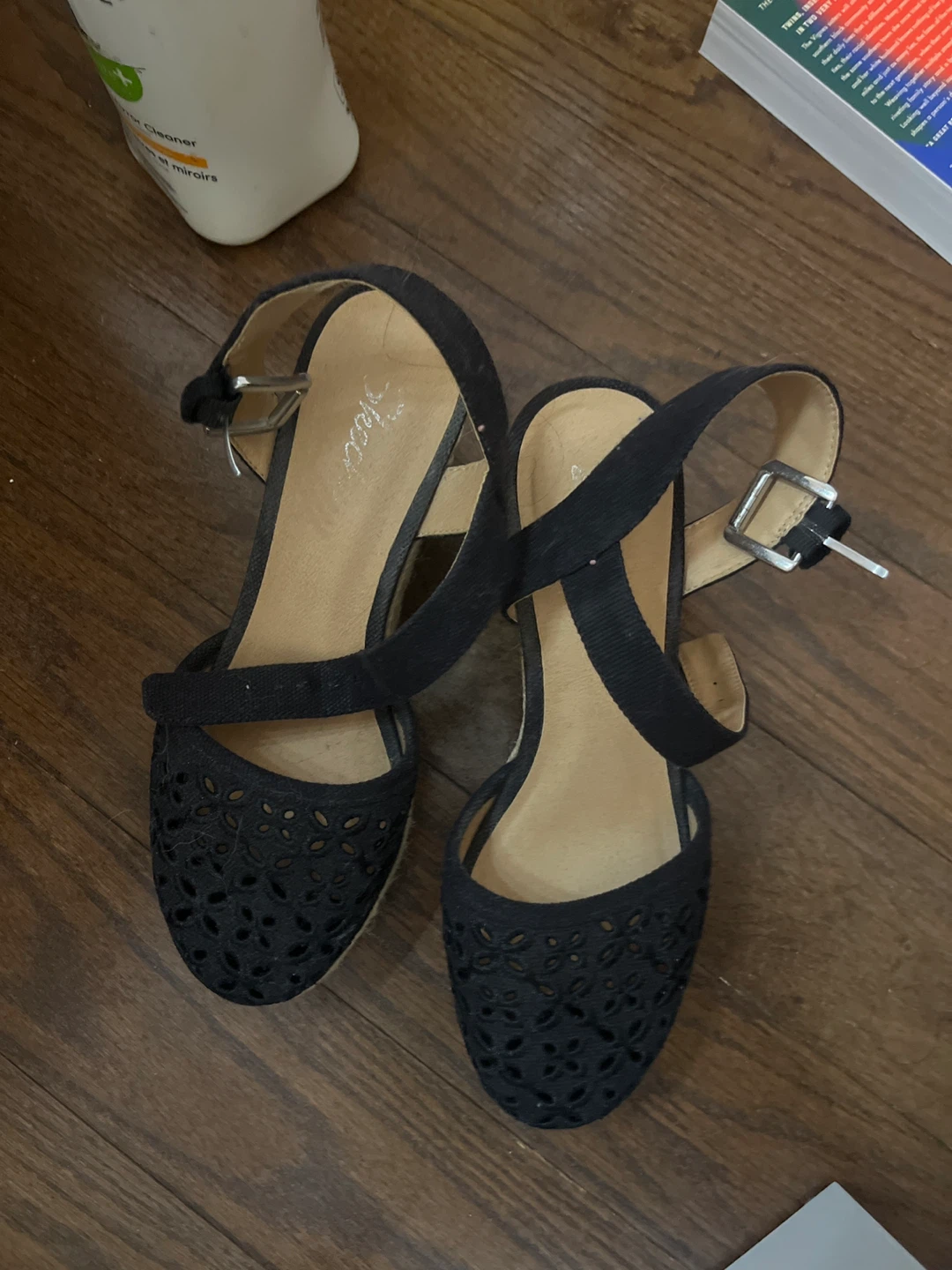 Black Espadrille Wedge Sandals