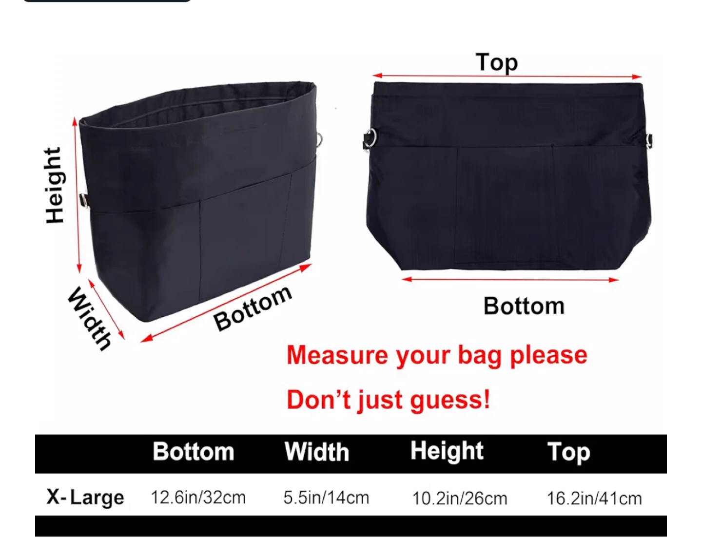 Black X-Large Bag Organizer Insert - photo 3