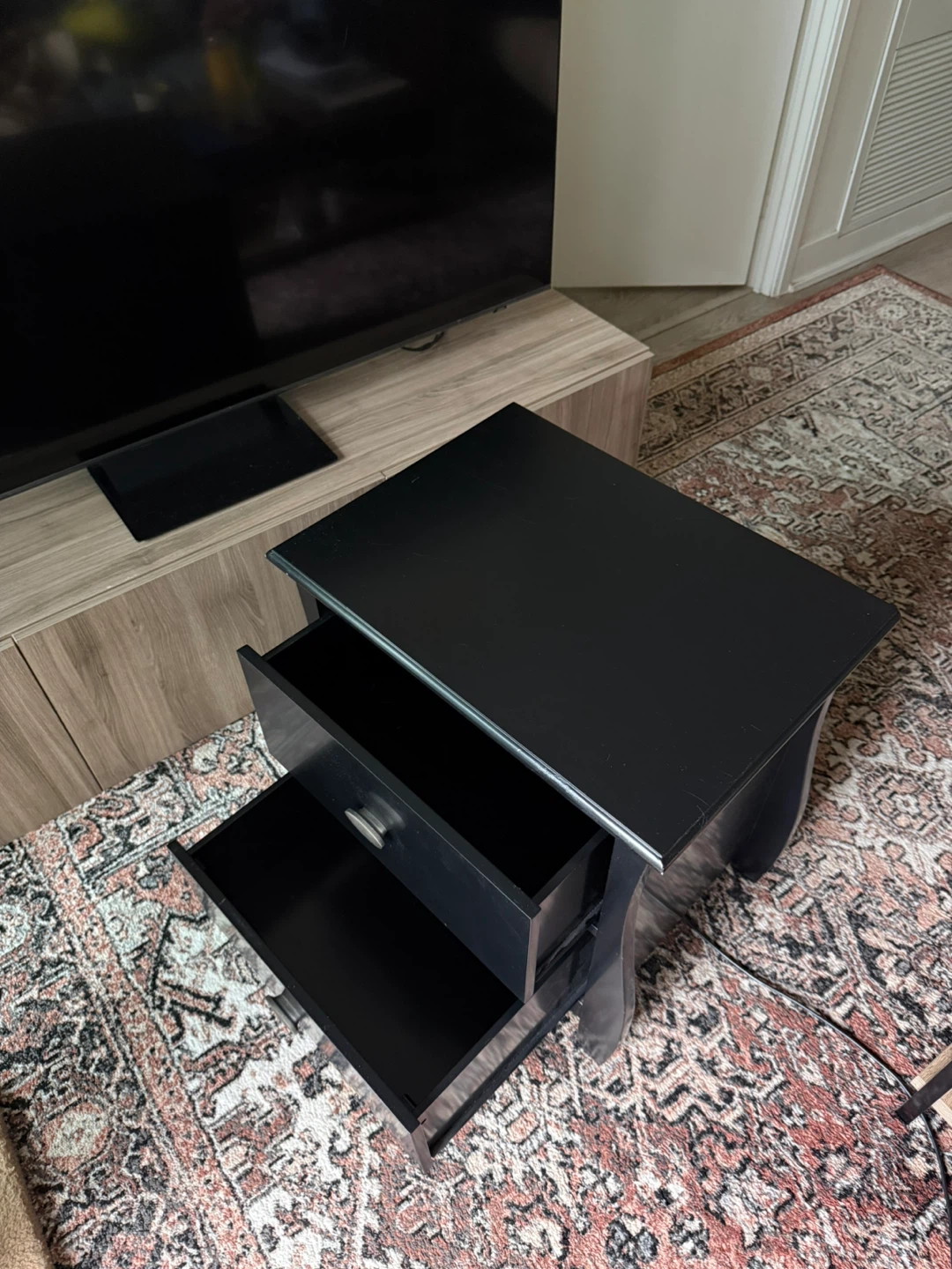 Black Two-Drawer Nightstand - photo 3