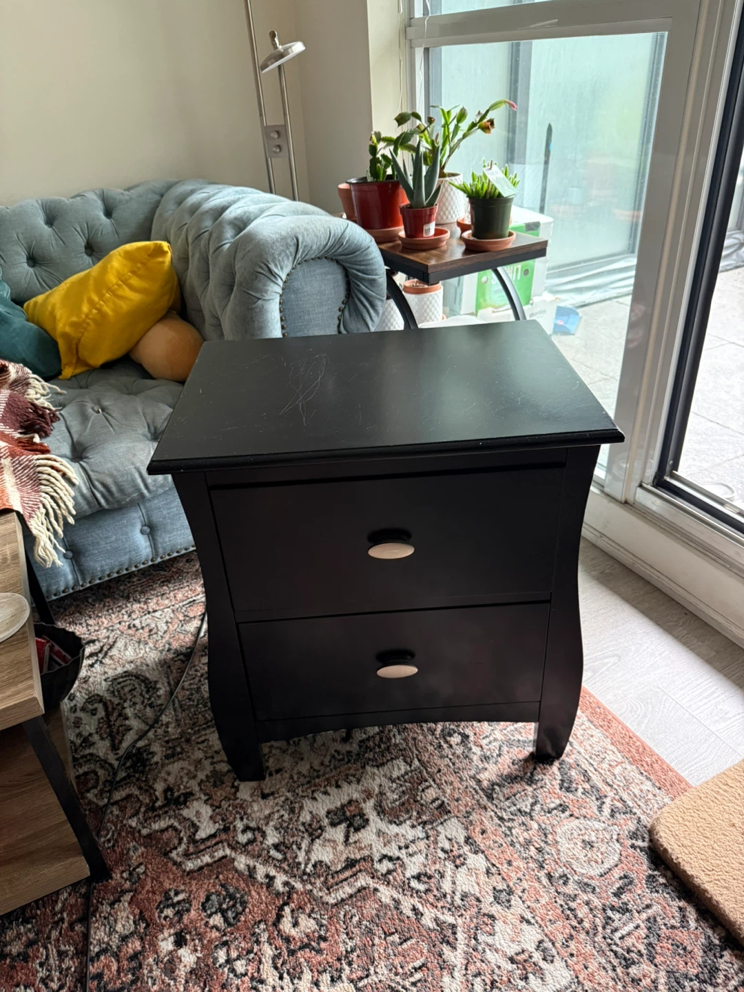 Black Two-Drawer Nightstand - photo 2