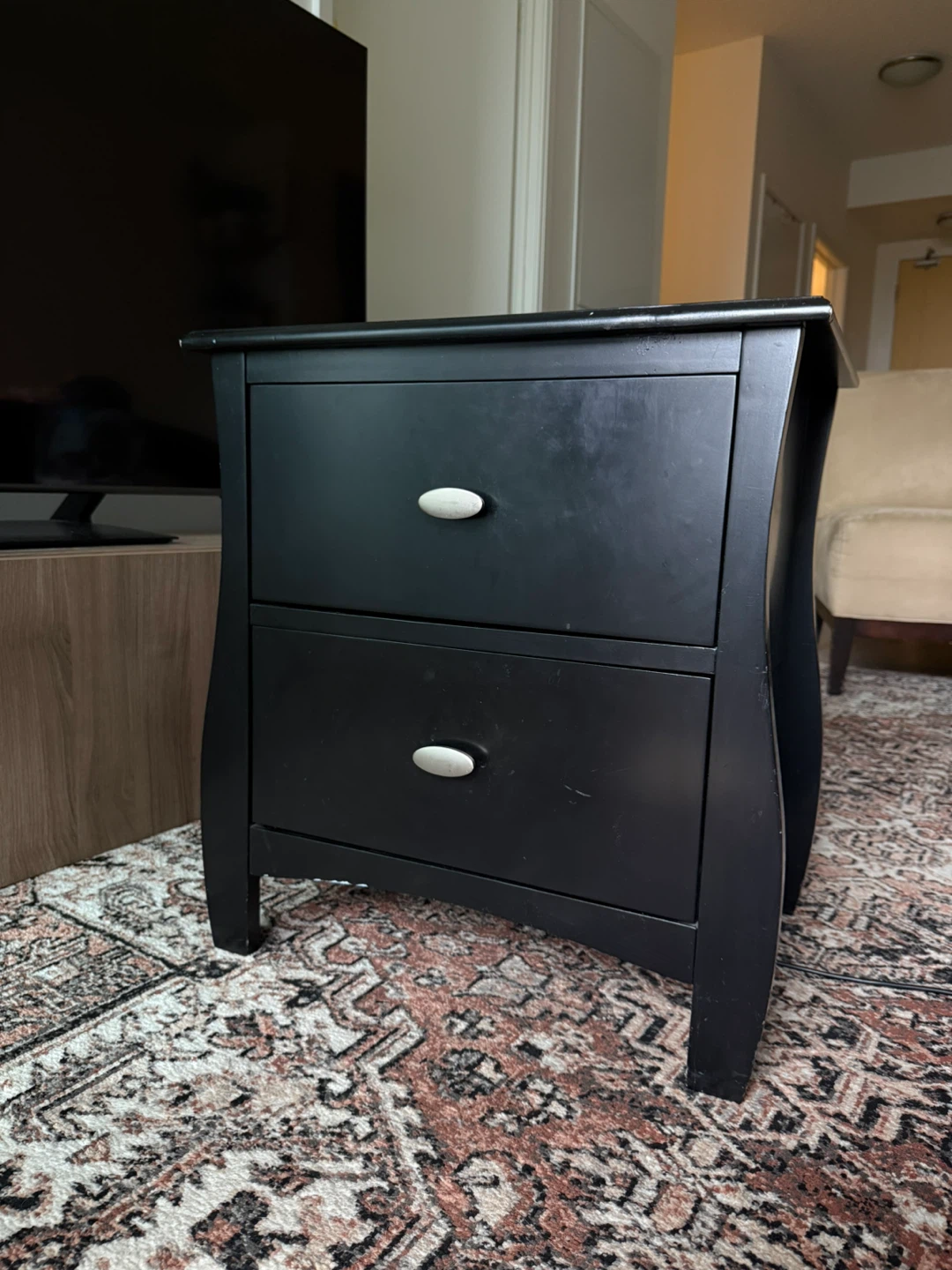 Black Two-Drawer Nightstand