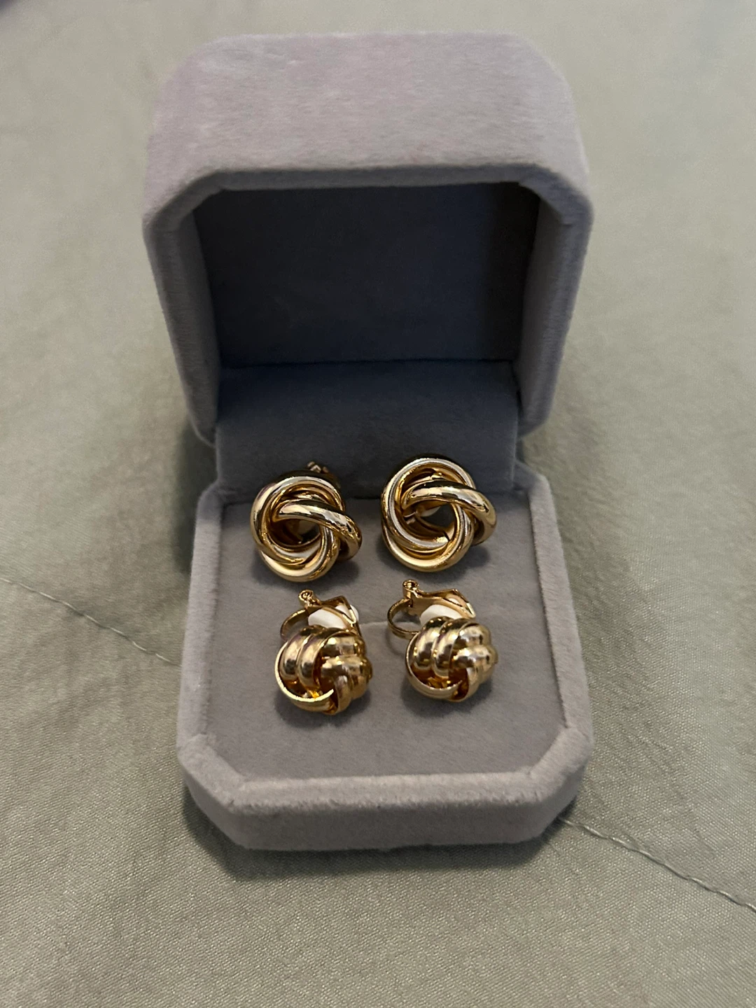 Gold Tone Knot Earrings Clip On