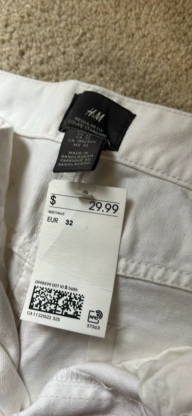H&M Regular Fit White Jeans - Size 32 - photo 3