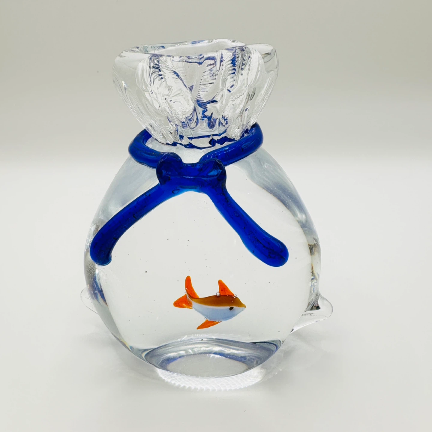 Whimsy Murano Glass Goldfish in Bag Figurine/ Paperweight