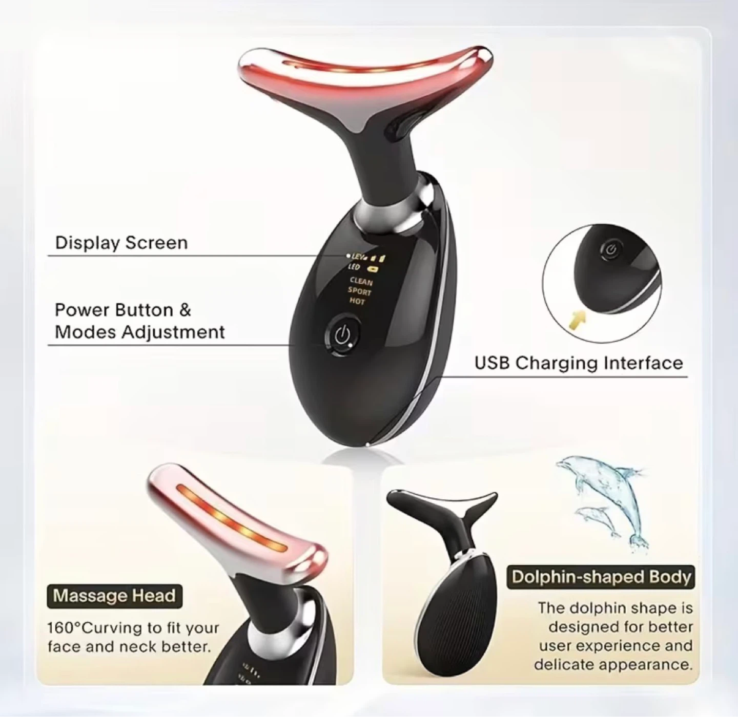 7 colour LED Neck Massager Face Lifting Therapy Device - photo 3