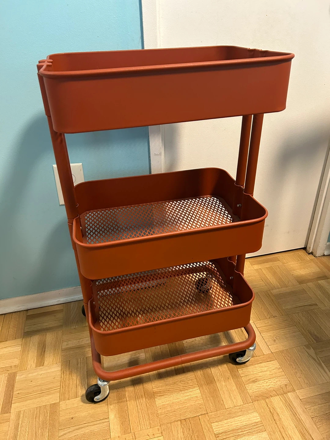 Orange 3-Tier Rolling Utility Cart