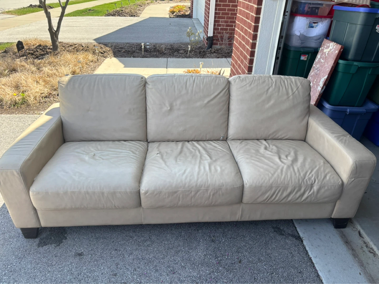 Light Tan Leather Sofa