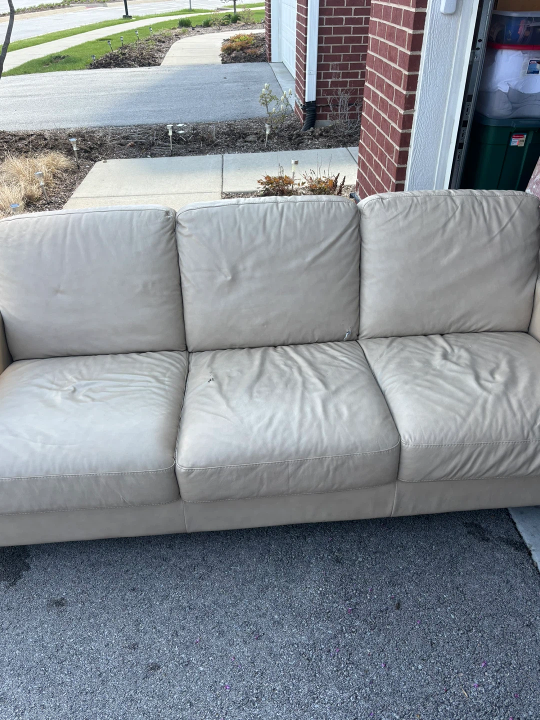 Light Tan Leather Sofa - photo 2