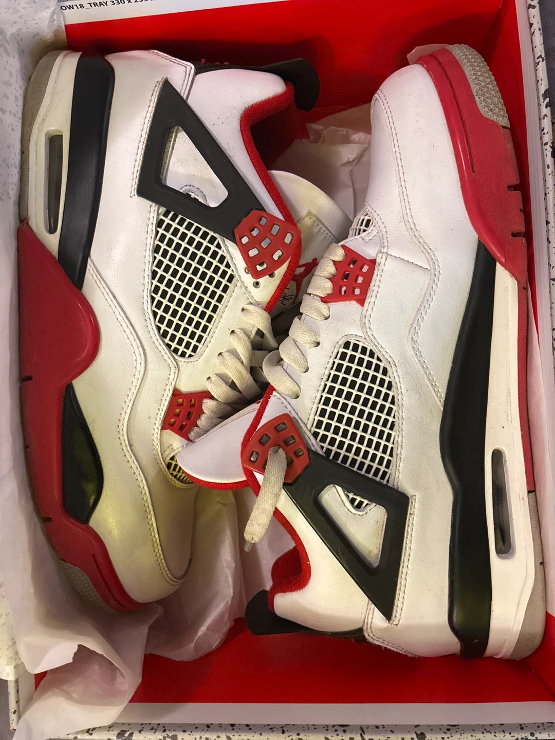 Air Jordan 4 Retro White Red Black Sneakers - photo 2
