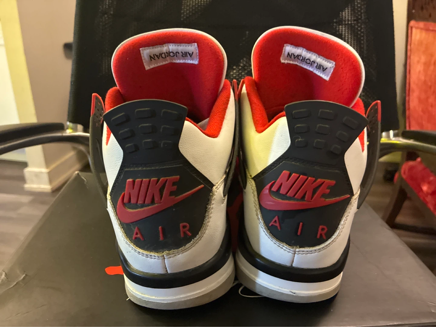 Air Jordan 4 Retro White Red Black Sneakers - photo 5