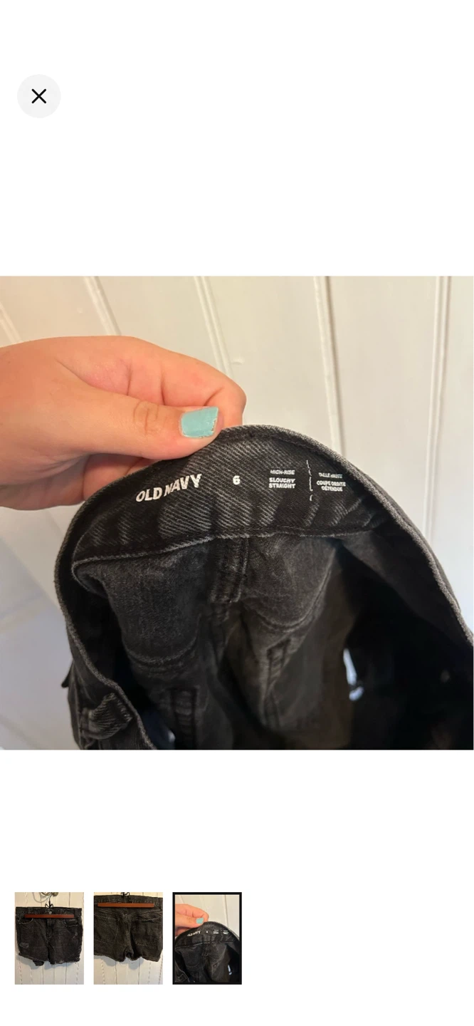 Old Navy Distressed Black Denim Shorts Size 6 - photo 3