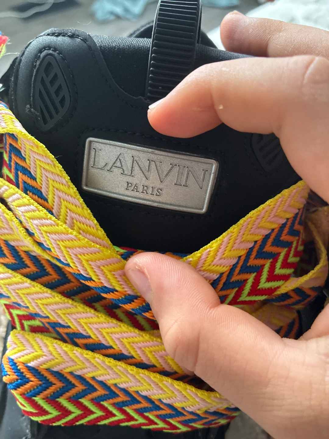 Lanvin Paris Black Sneakers with Colorful Laces - photo 4