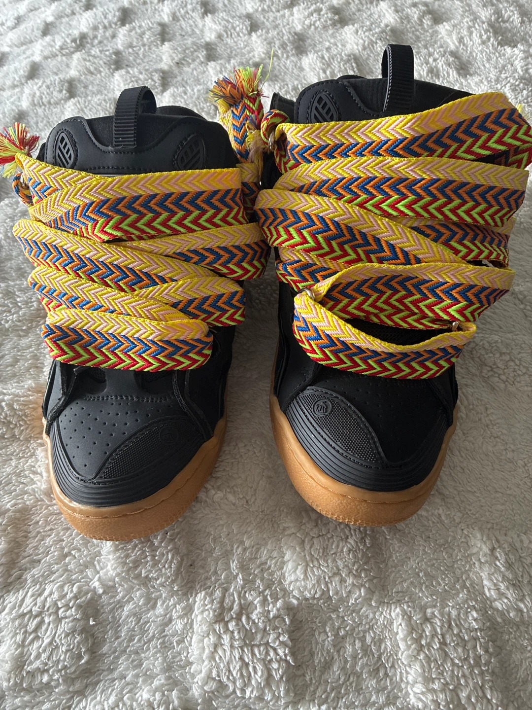Lanvin Paris Black Sneakers with Colorful Laces