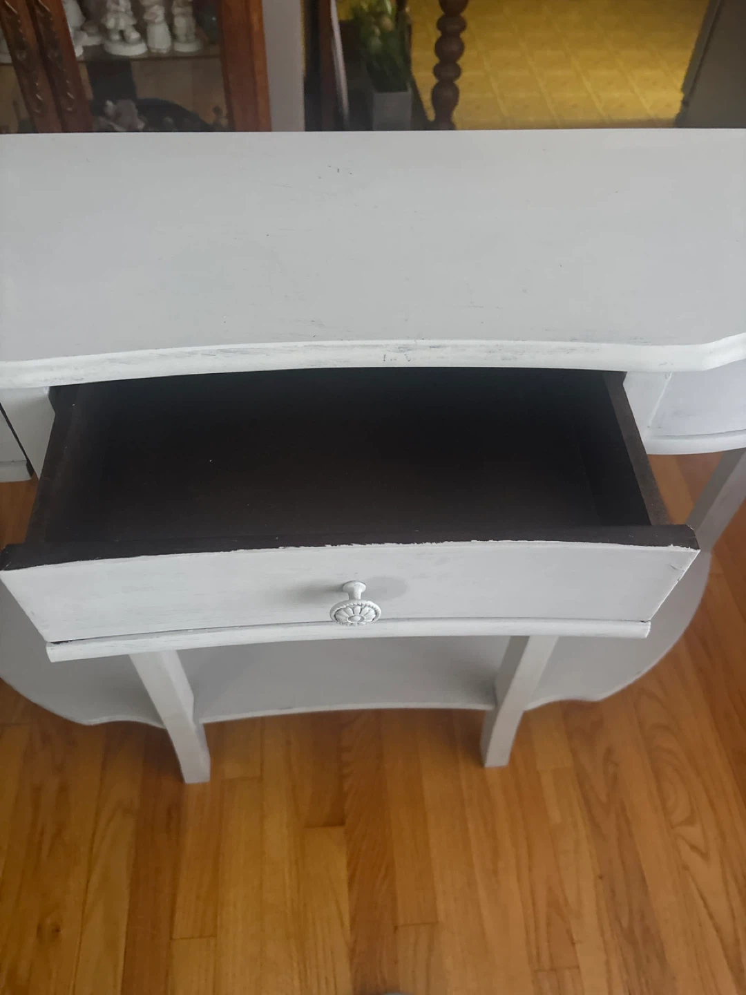 Gray Half-Moon Console Table with Drawer and Shelf - photo 5