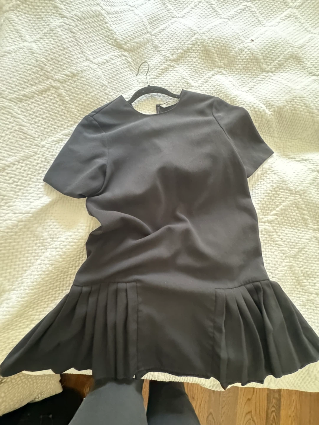 Zara Black Pleated Hem Mini Dress XS