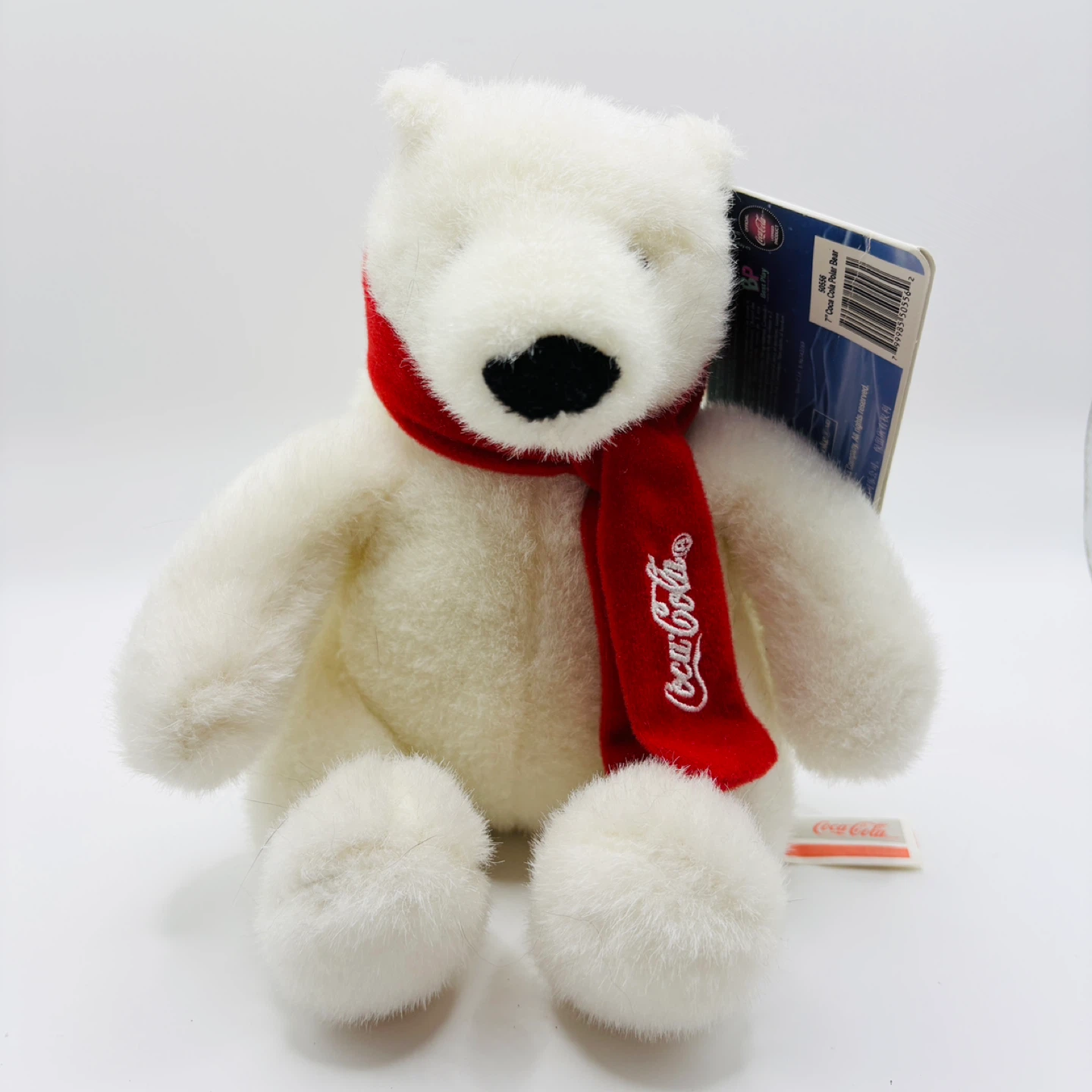 Vintage Coca-Cola Polar Bear Plush Toy with Scarf