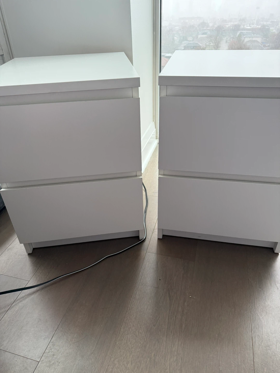 Pair of White 2-Drawer Nightstands - photo 2