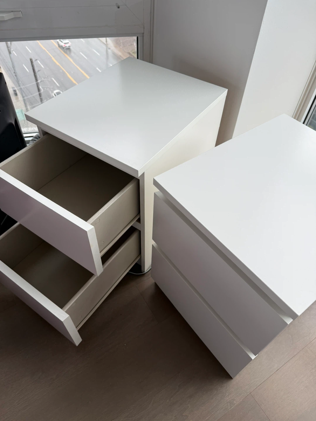 Pair of White 2-Drawer Nightstands - photo 3