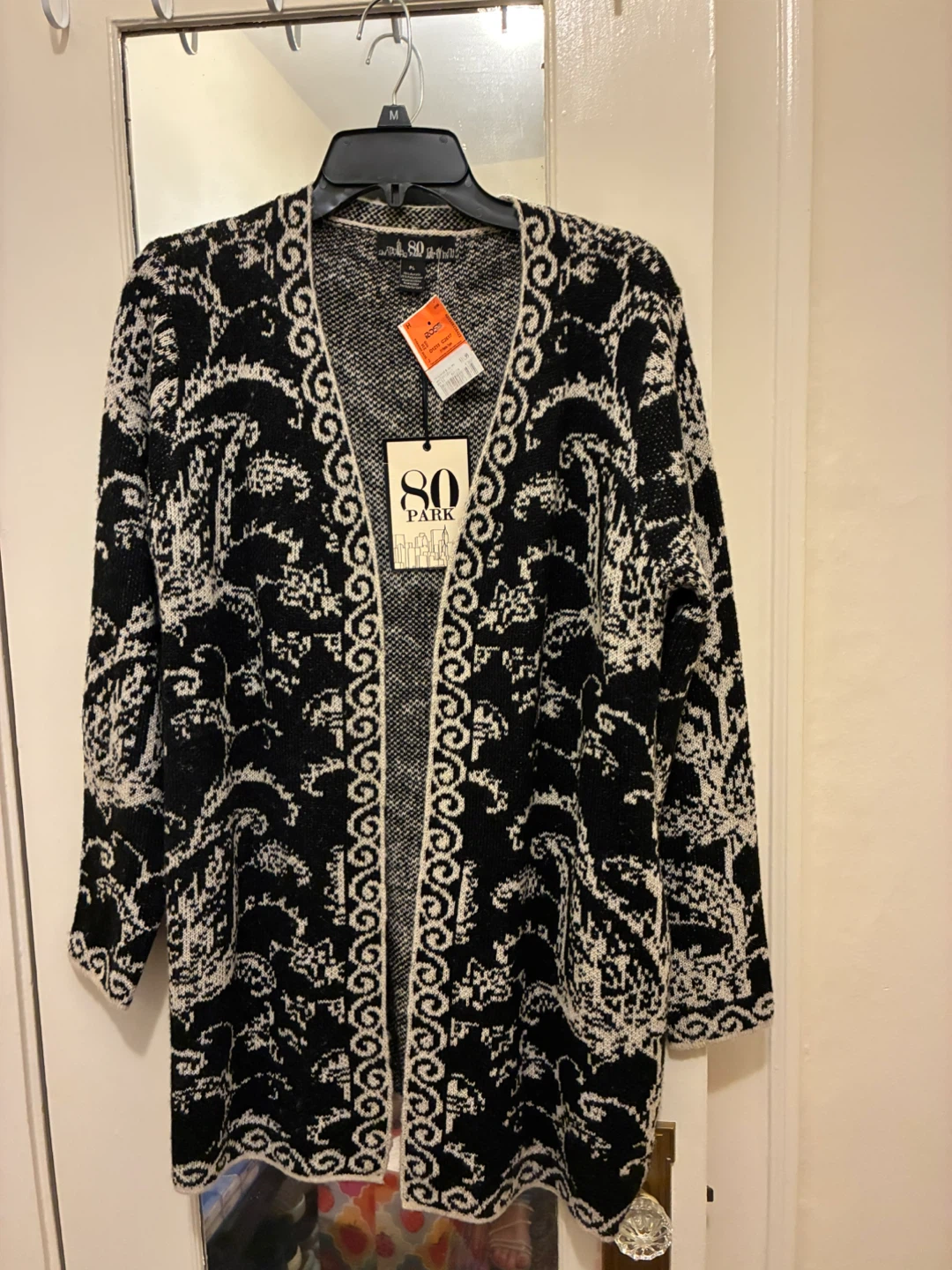 80 Park Black & White Patterned Cardigan