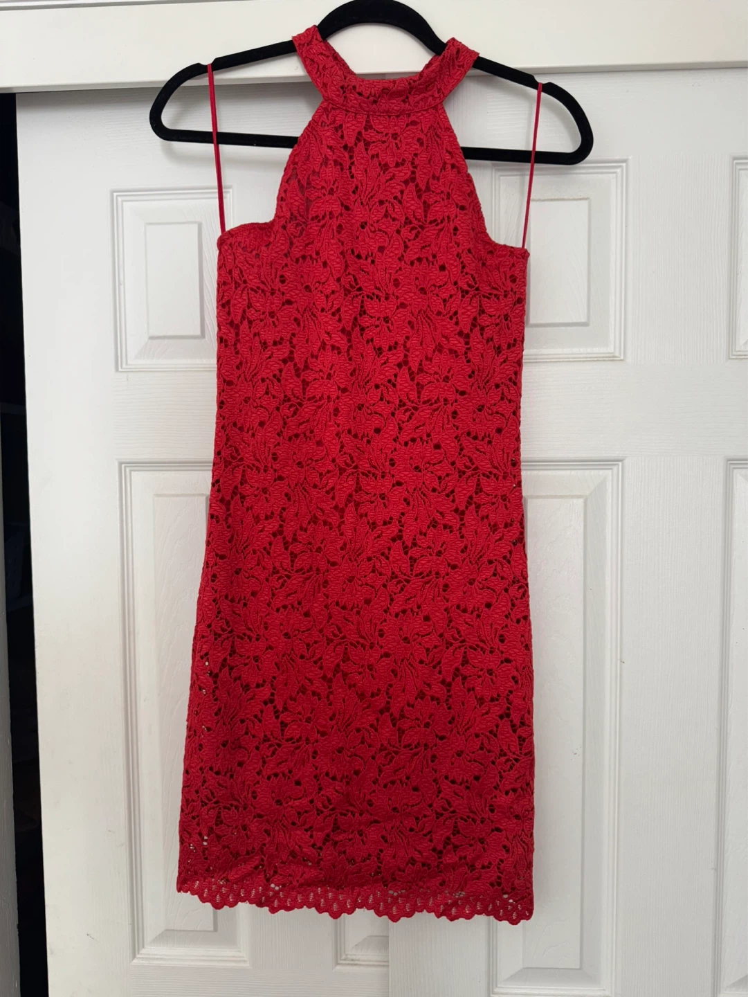 Red Lace Dress by Zara - Size S