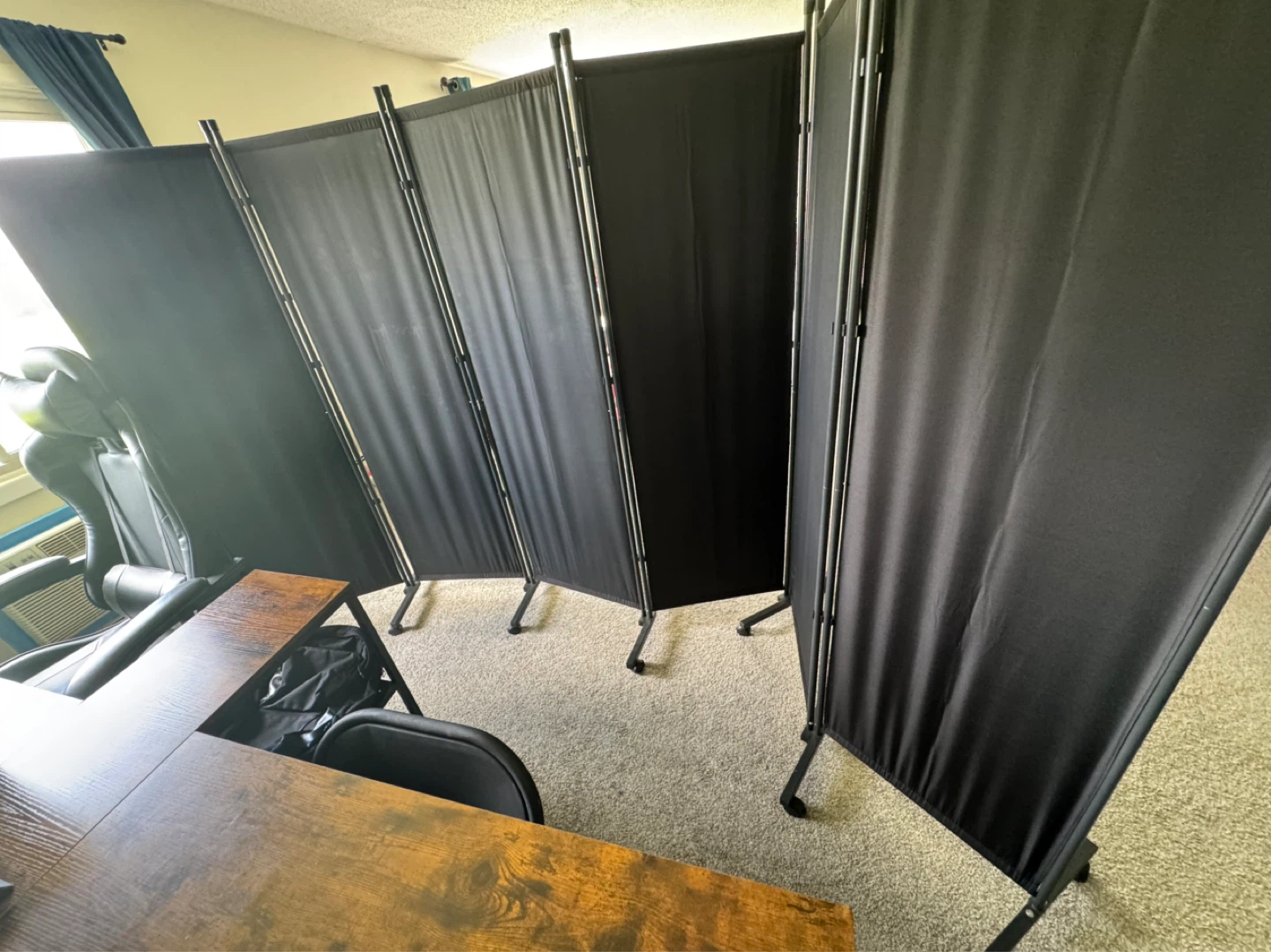 6-Panel Black Room Divider Screen