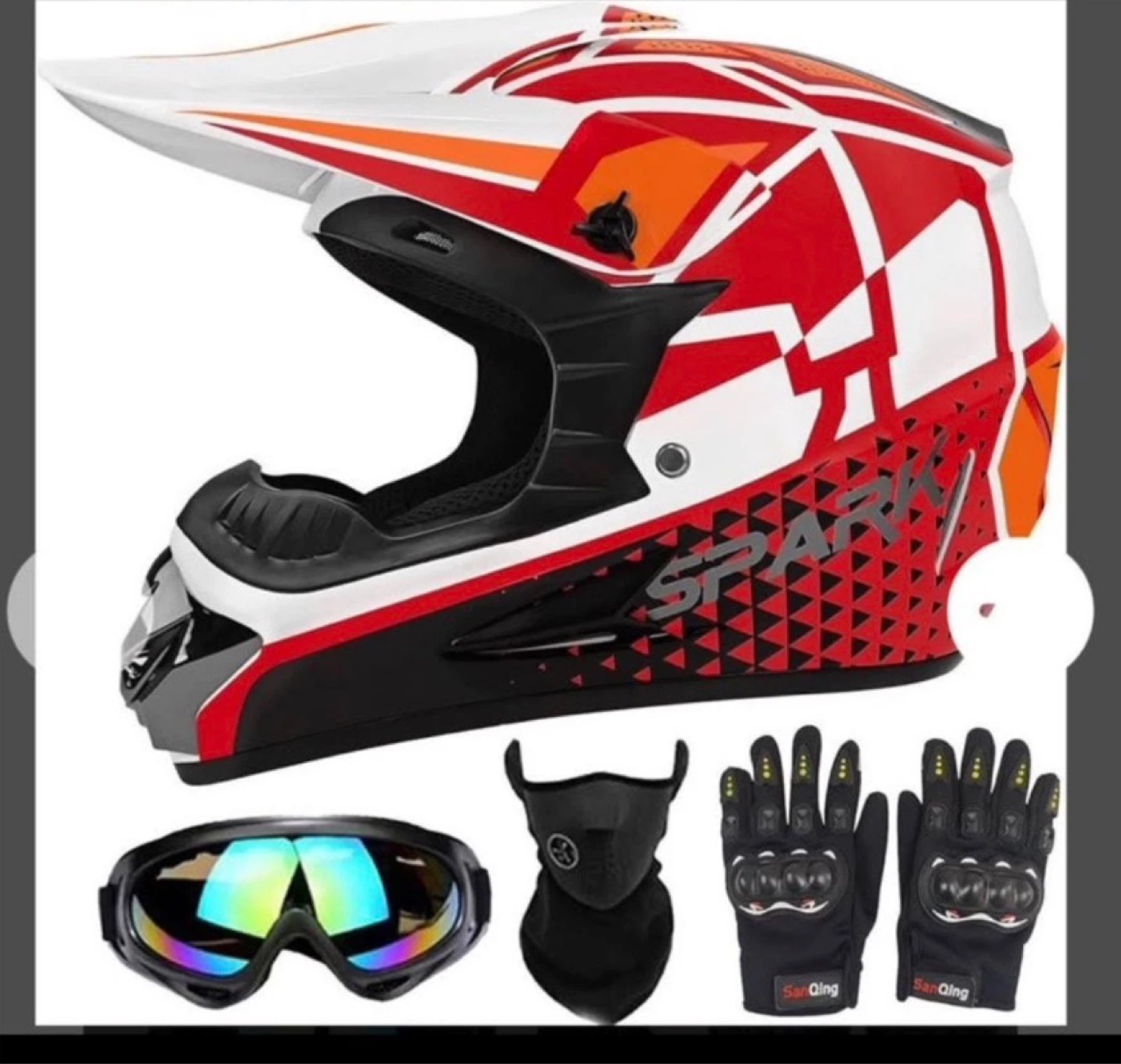 SPARKY Motocross Helmet with Goggles, Gloves, and Neck Gaiter - photo 3