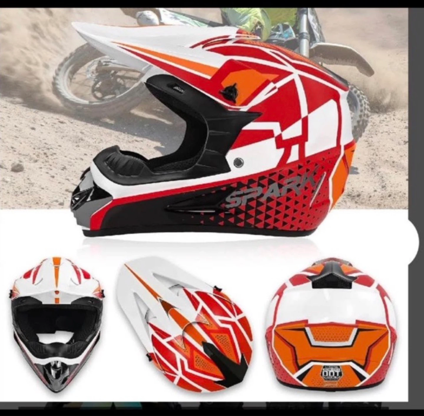 SPARKY Motocross Helmet with Goggles, Gloves, and Neck Gaiter - photo 4