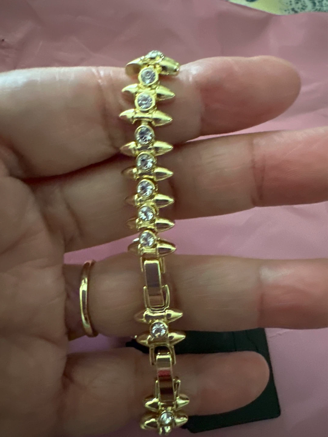 18k Gold Tone Bracelet with Rhinestones