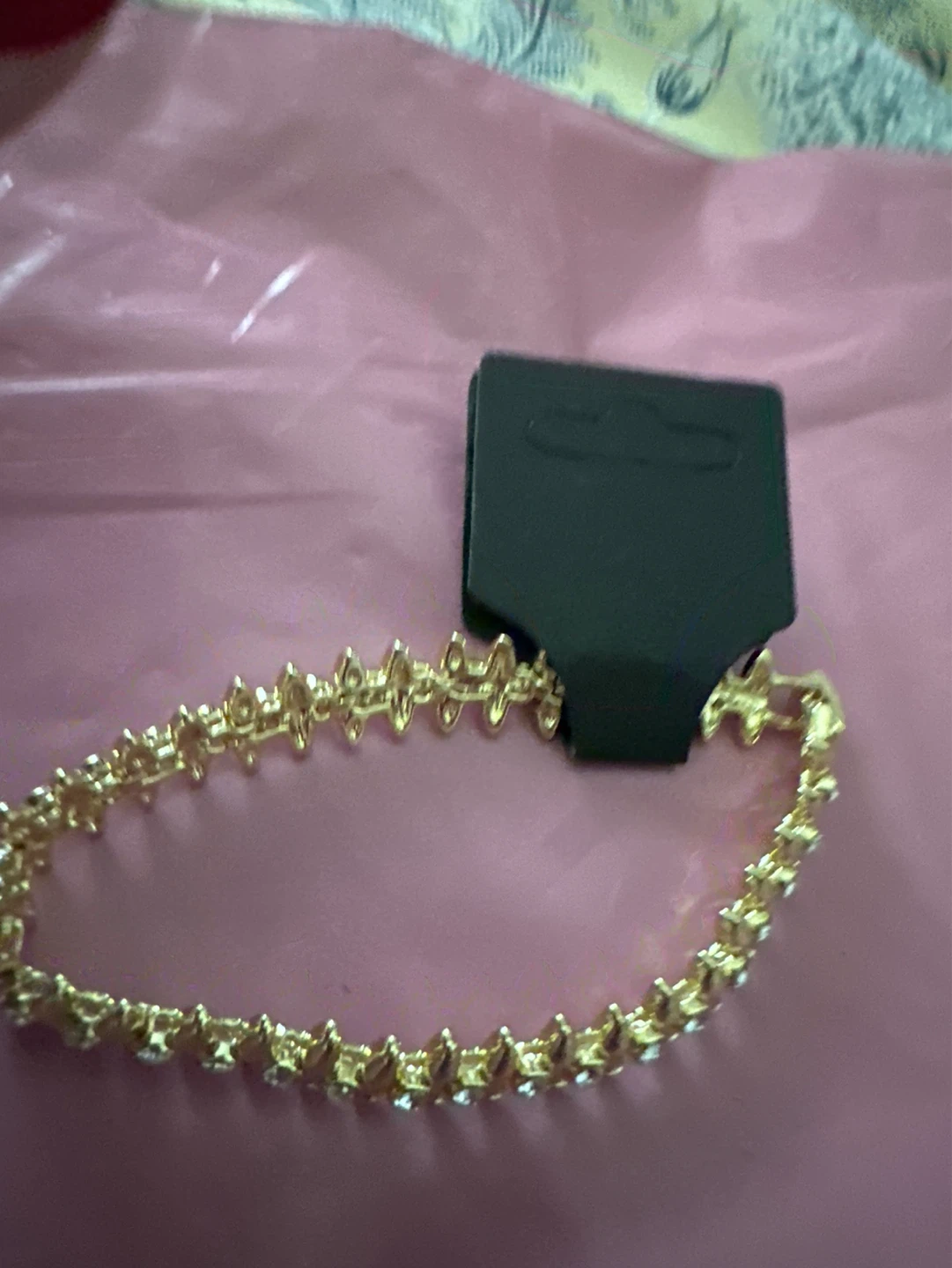 18k Gold Tone Bracelet with Rhinestones - photo 2