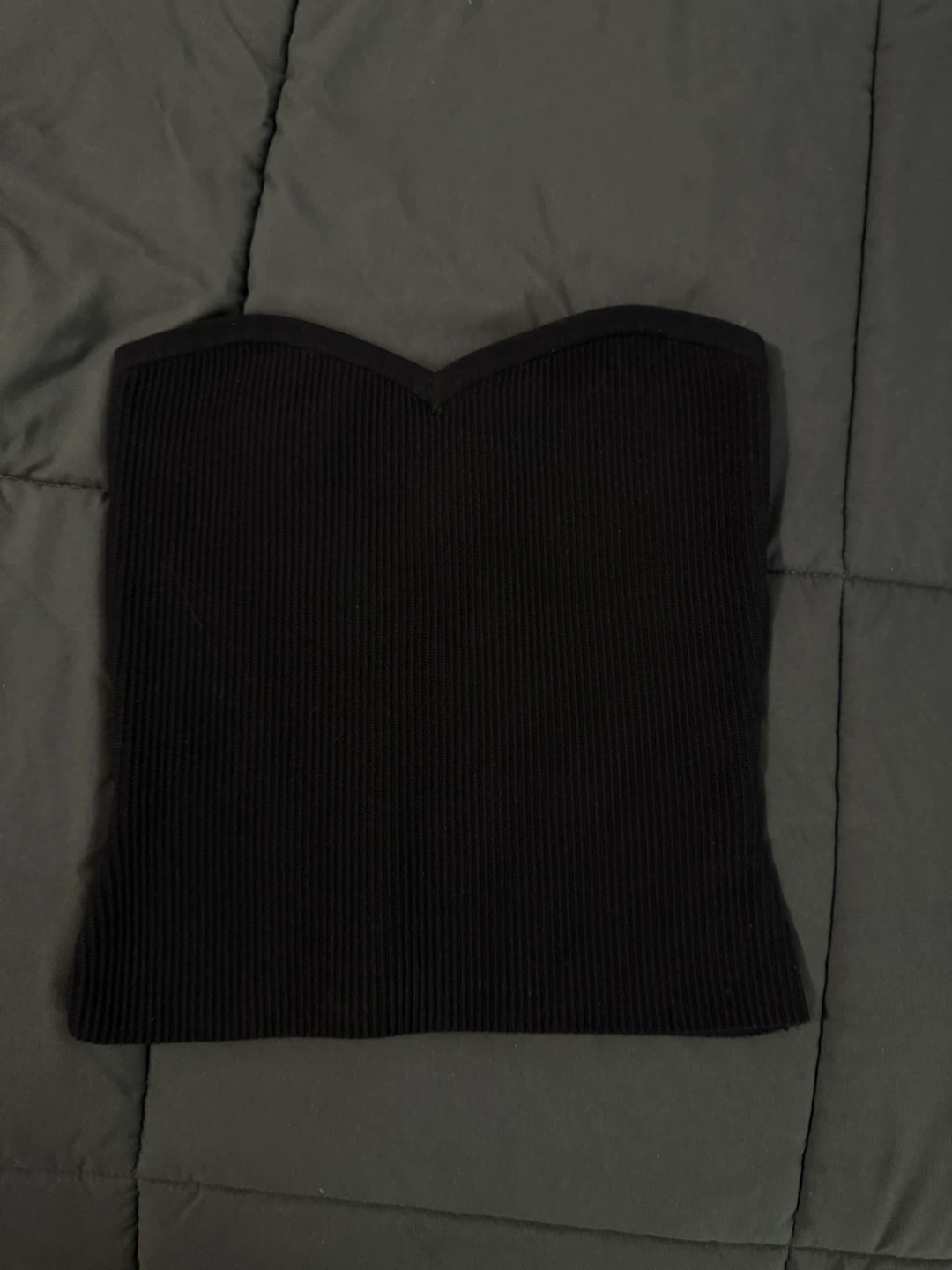 Babaton Black Ribbed Sweetheart Tube Top Size S - photo 2