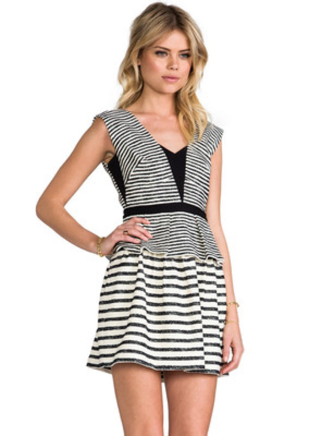 BCBGMAXAZRIA piper striped peplum dress size 4 - photo 2