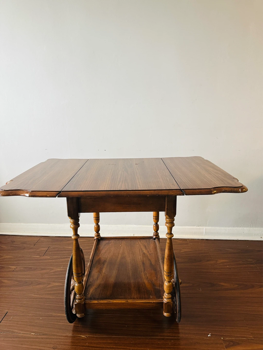 Wooden tea cart with drop leaves