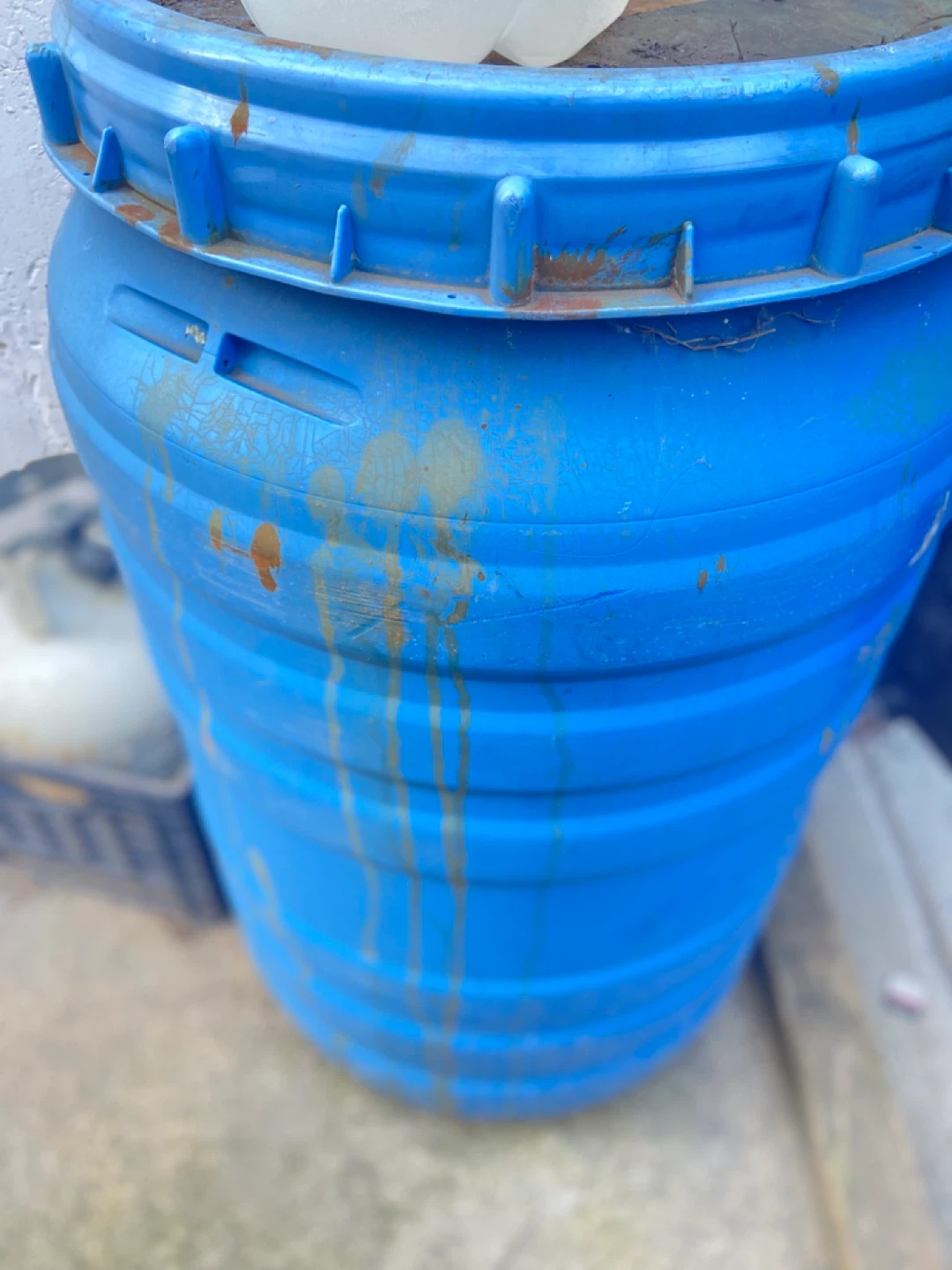 Blue Plastic Barrel