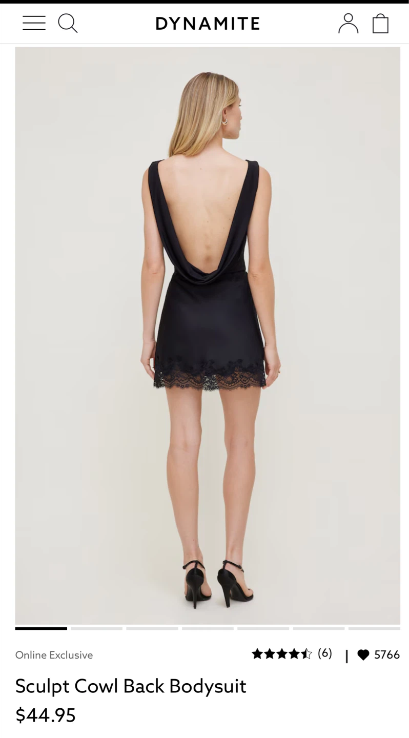 Dynamite Sculpt Cowl Back Bodysuit - Black, Size S/P - photo 3