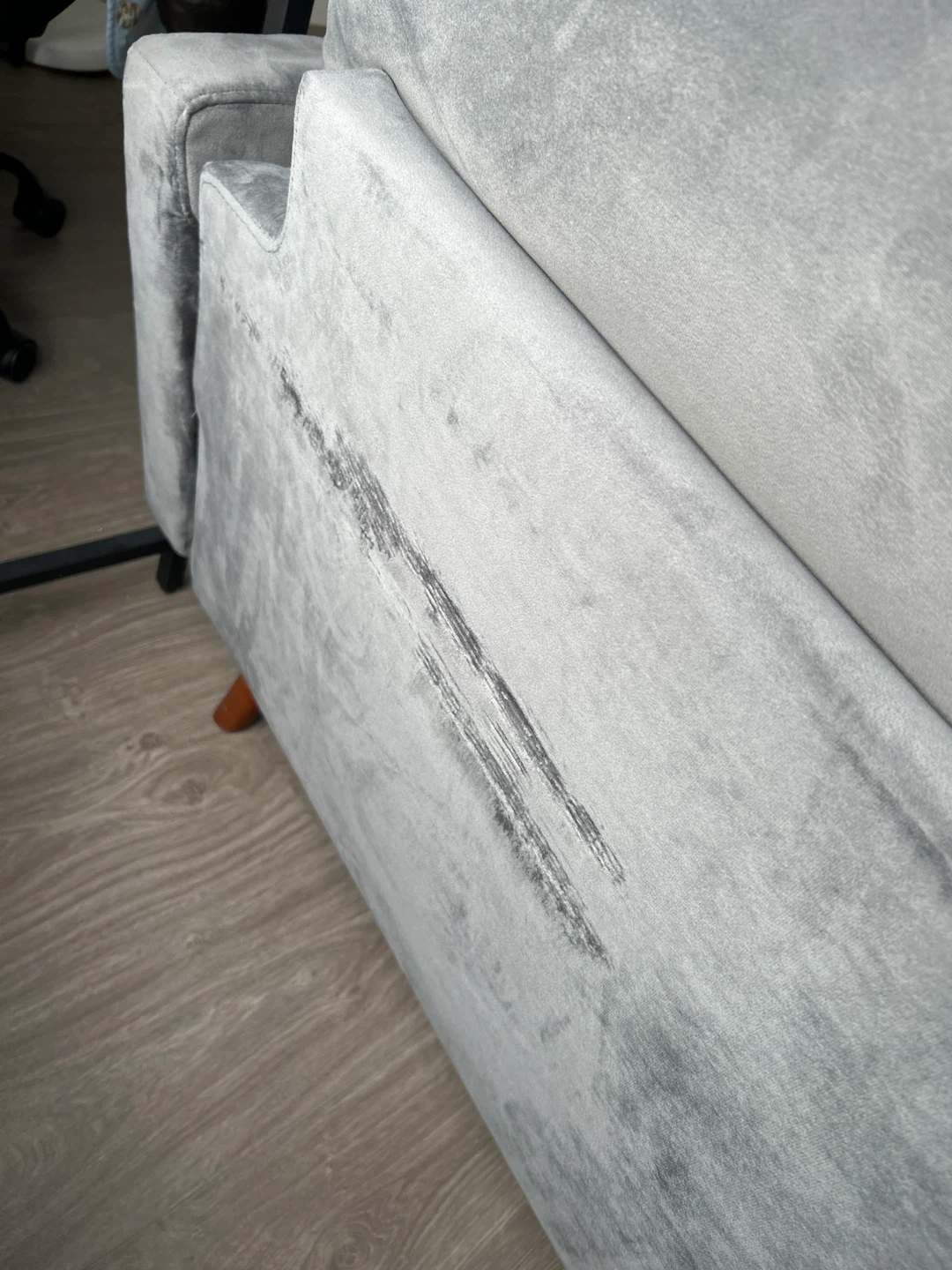 Grey Velvet Loveseat Sofa - photo 2